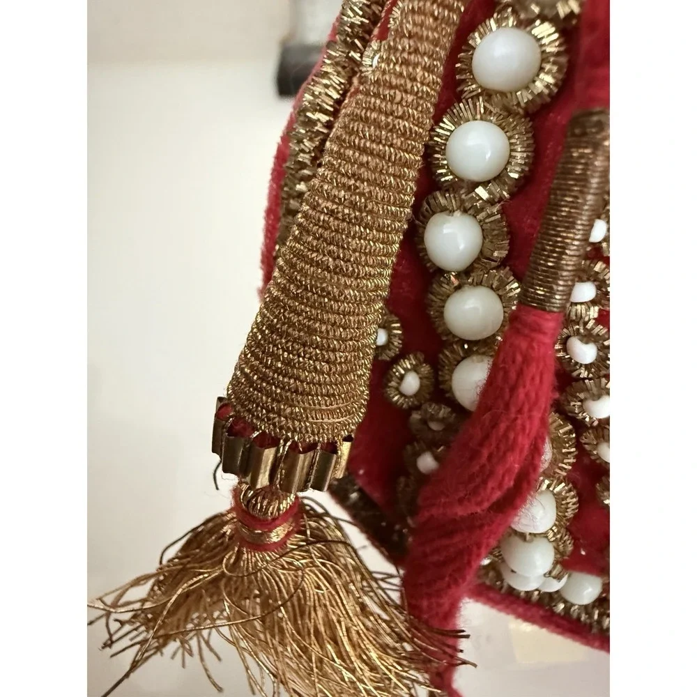 Beaded Vintage Reticule Bag‎ Clutch Pouch Potli Bag Bridal Embroidered Purse 6X5